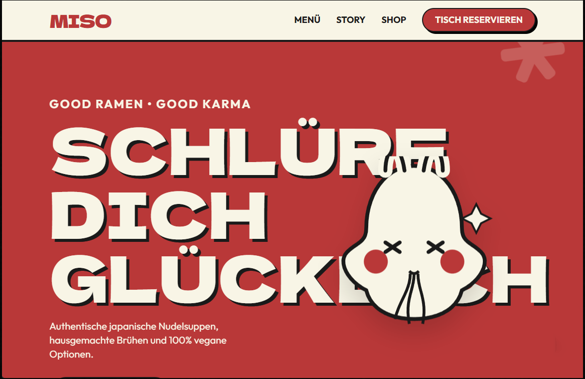 Website von Miso – Digitaler Auftritt für ein Ramen-Restaurant